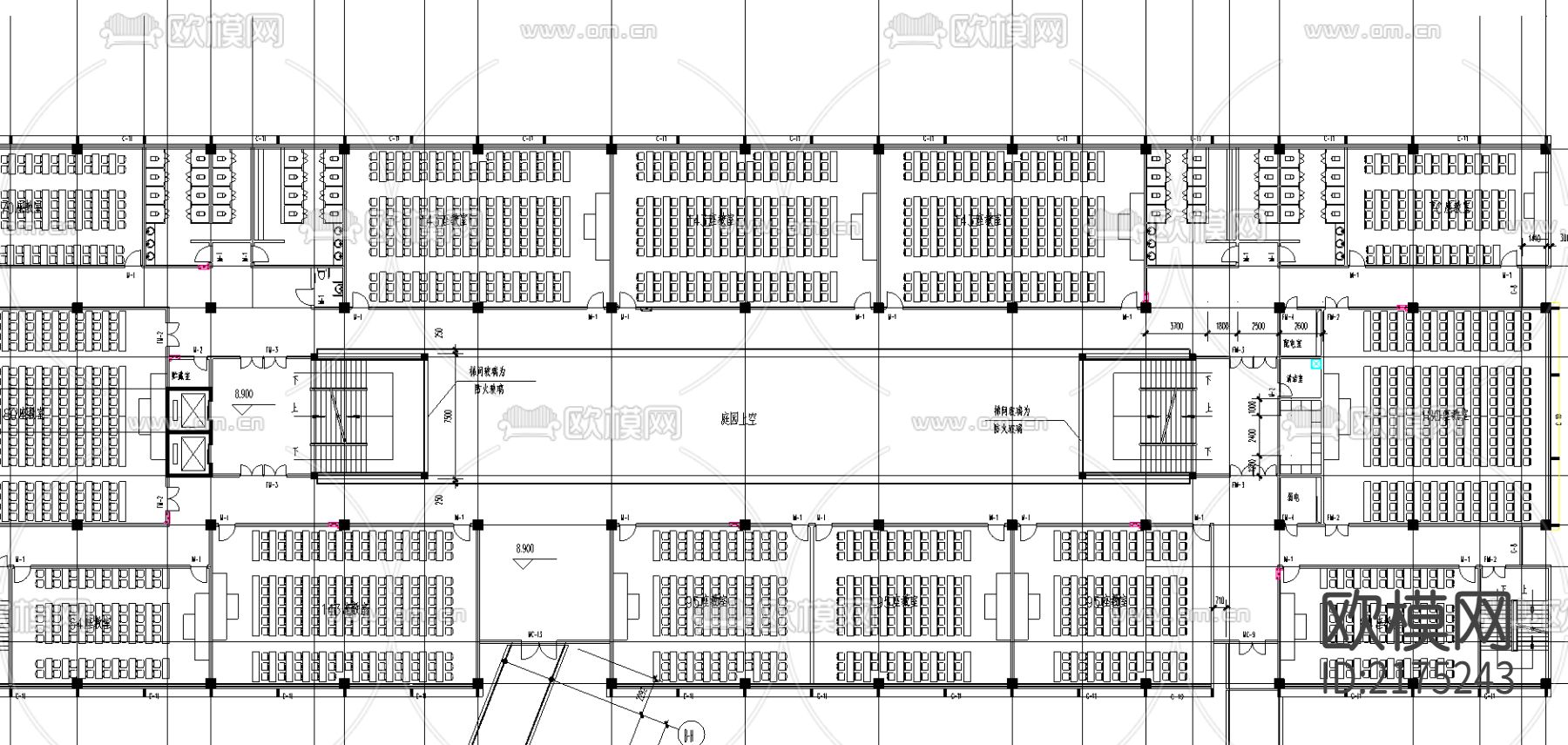 华中农业大学人文馆社科楼cad施工图下载（渲染图6）