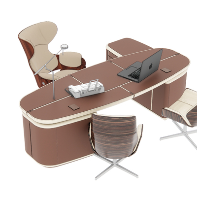  现代轻奢班台桌椅su模型 