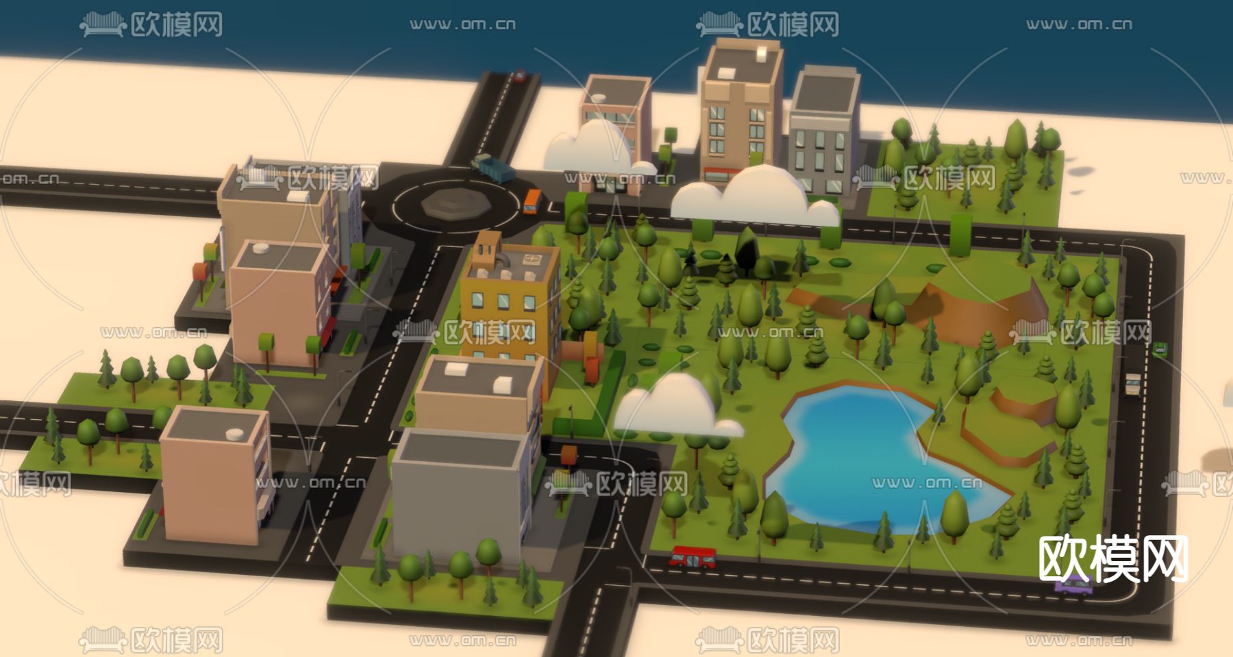 现代儿童卡通沙盘模型玩具免费3d模型下载（渲染图1）