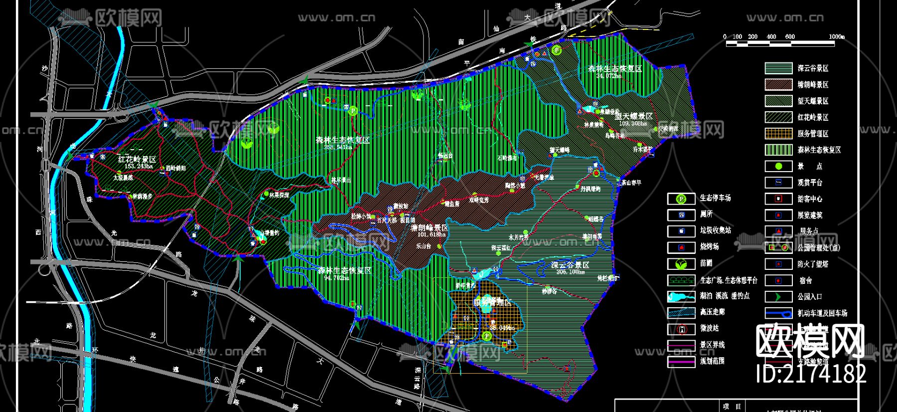 公园规划cad图库下载（渲染图1）