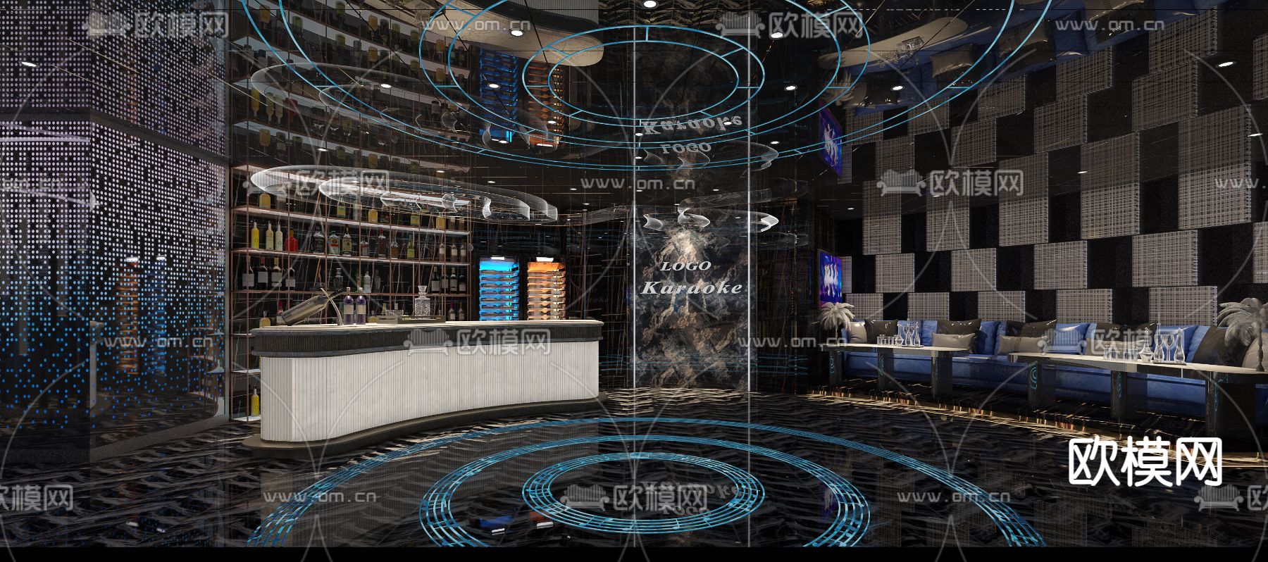 现代KTV前台免费3d模型下载（渲染图2）