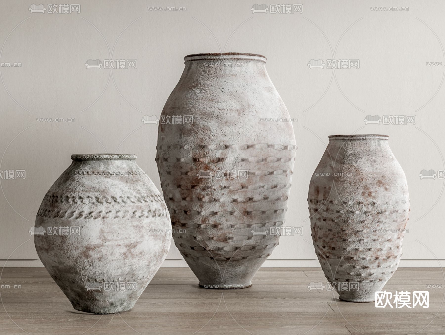 侘寂风陶罐陶瓷器皿su模型下载（渲染图2）