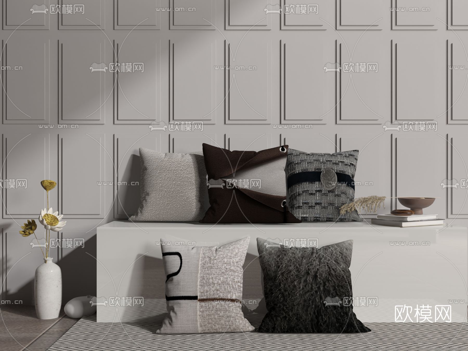 现代抱枕3d模型下载