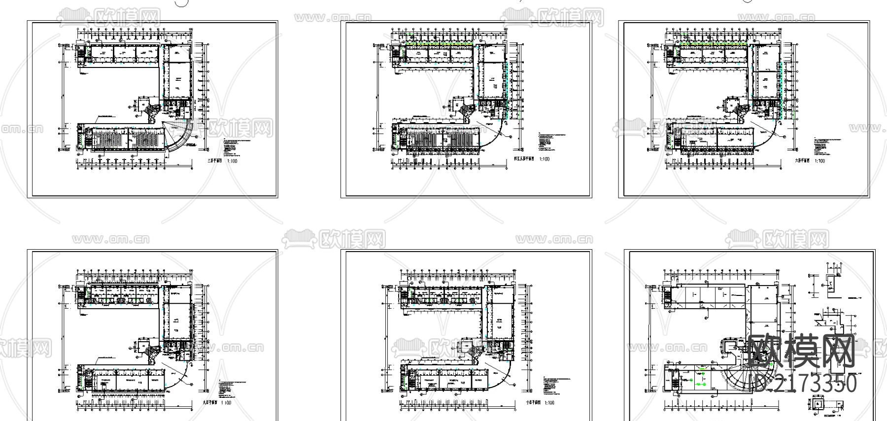 大学高层教学综合楼CAD施工图下载（渲染图2）