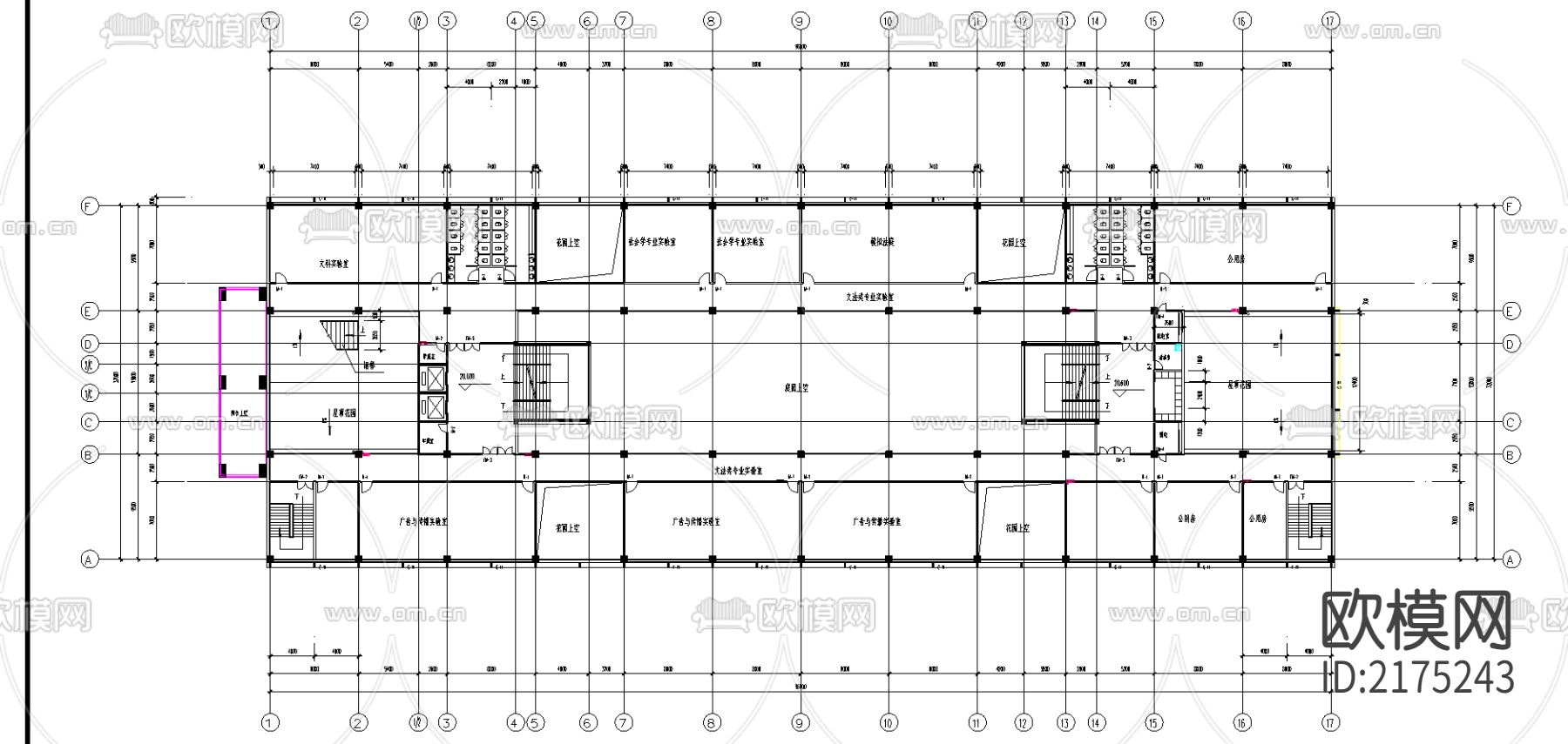 华中农业大学人文馆社科楼cad施工图下载（渲染图4）