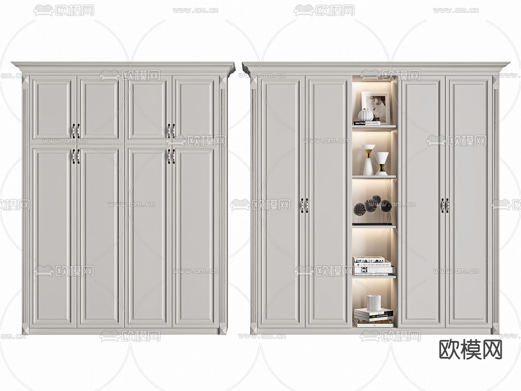 简欧白色衣柜3d模型下载