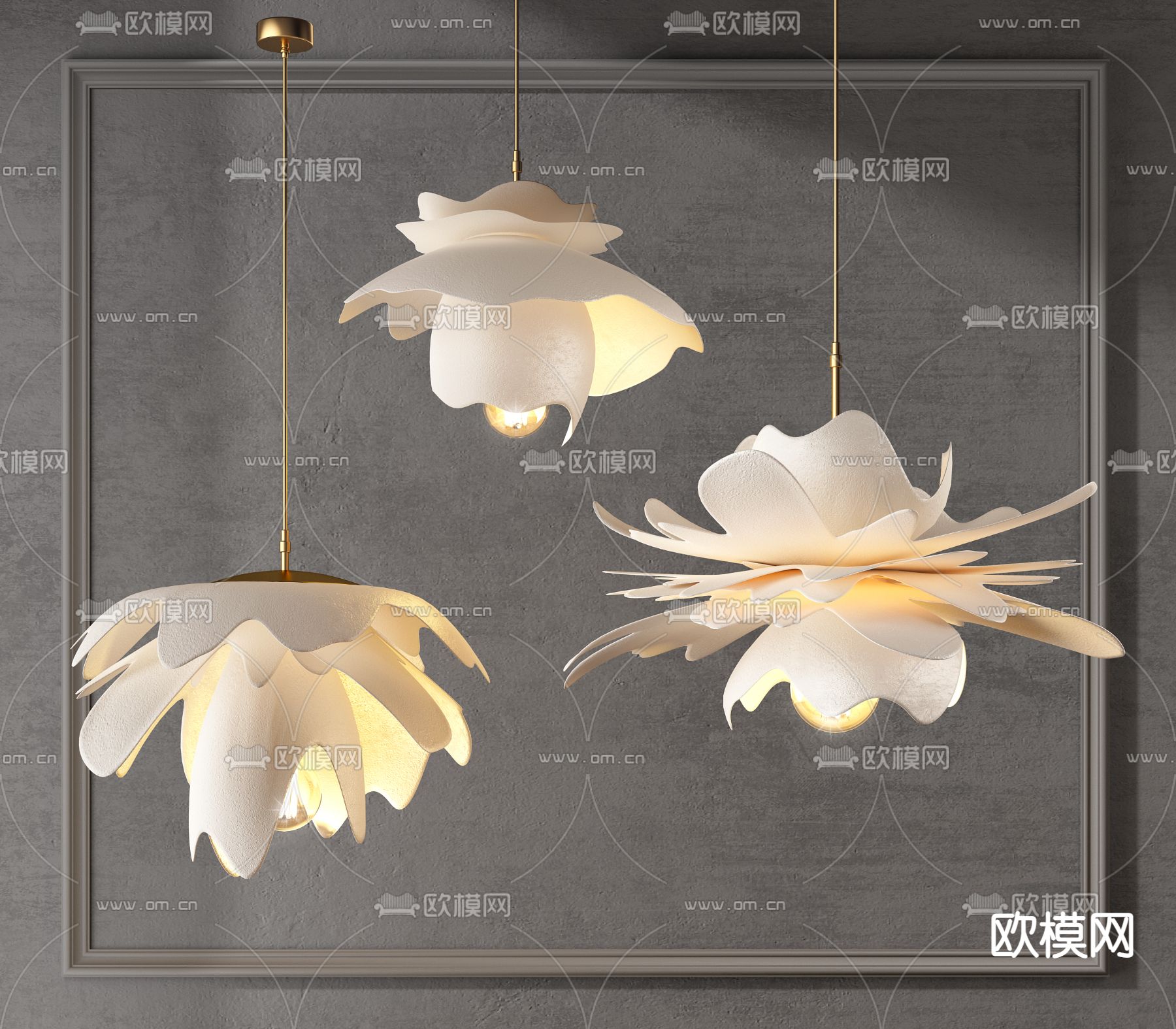 现代艺术花卉造型装饰吊灯3d模型下载