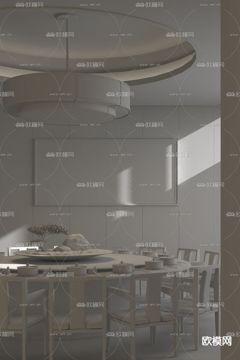 零次方设计 中式餐厅包房3d模型