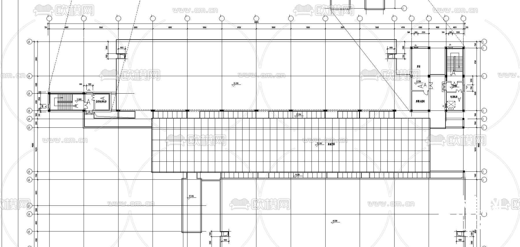 大学图书馆建筑CAD施工图下载（渲染图3）