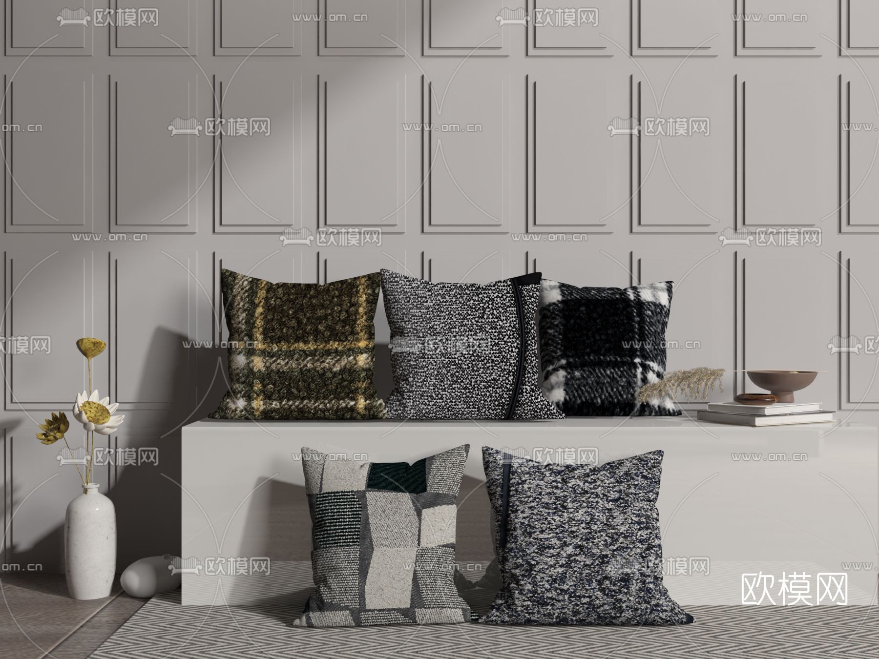 现代抱枕3d模型下载