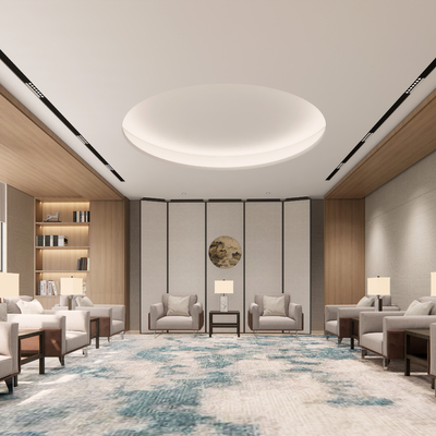  新中式贵宾接待室su模型 