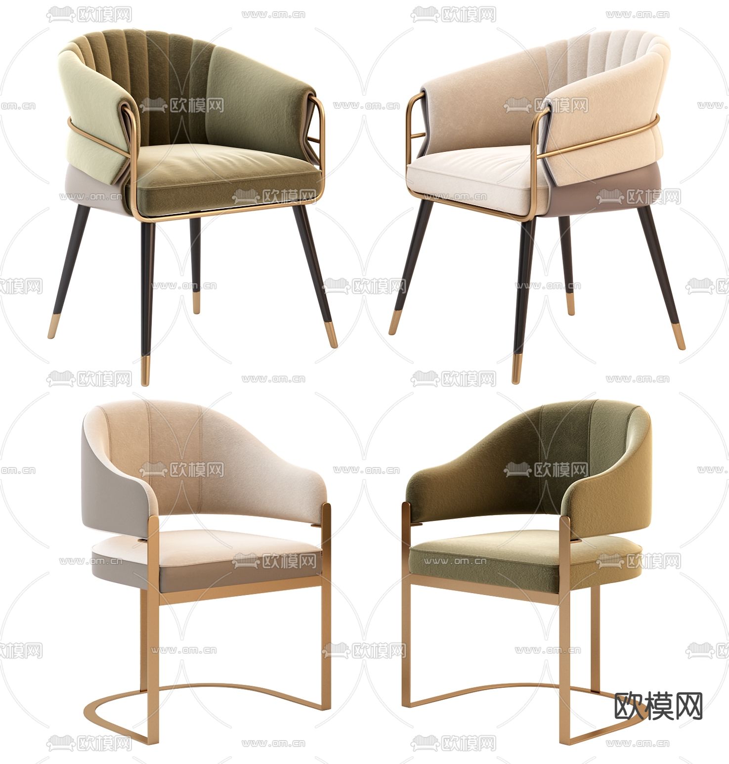 现代布艺单椅su模型下载（渲染图1）