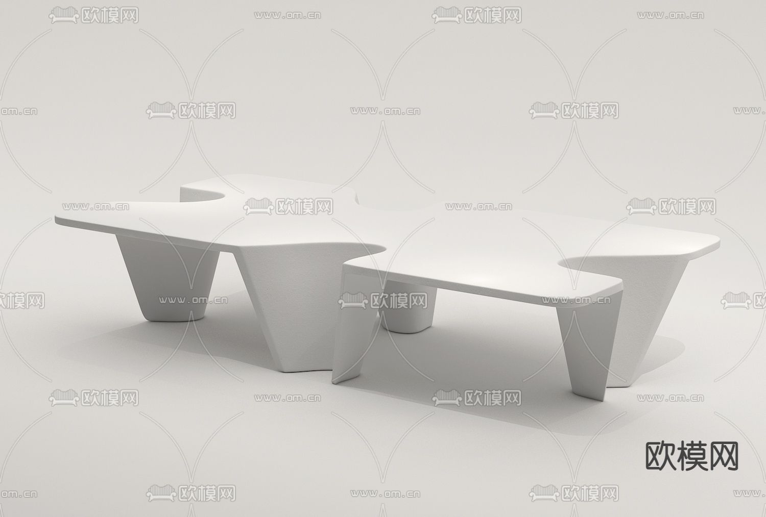 现代异形餐桌免费3d模型下载（渲染图3）