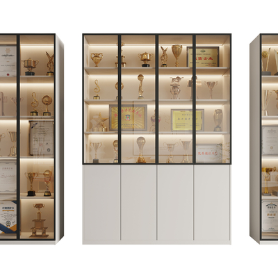  现代奖杯奖章荣誉证书su模型 