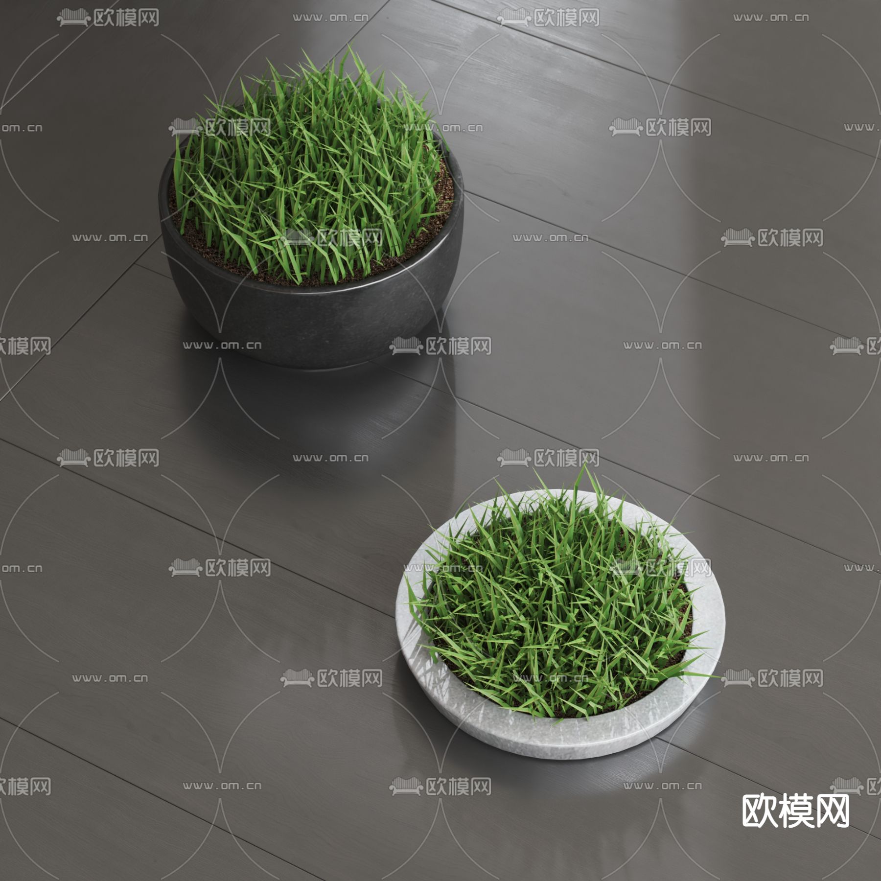 现代简约青草植物盆栽3d模型下载