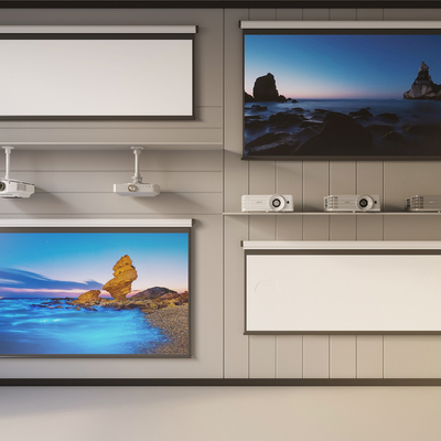  现代投影仪幕布su模型 