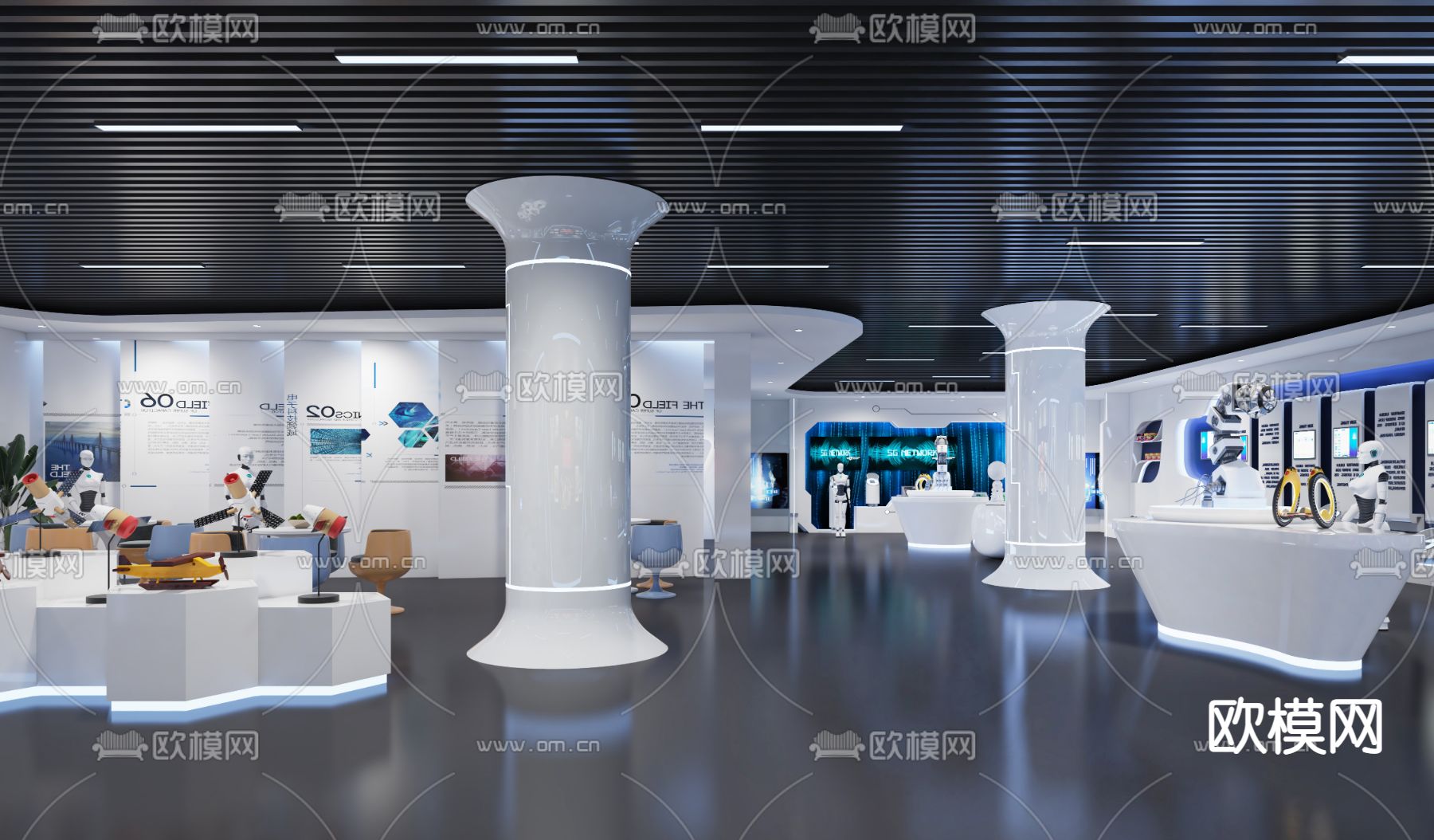 现代科技馆展厅3d模型