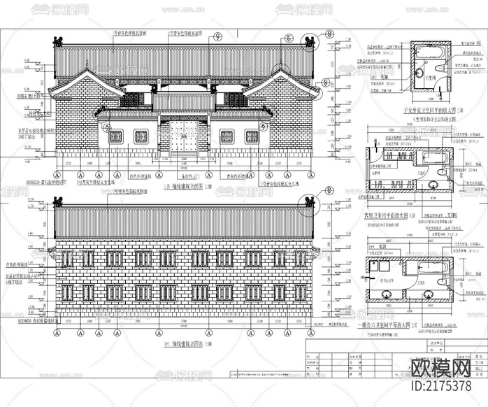 仿古四合院建筑設(shè)計(jì)CAD施工圖下載(渲染圖1)