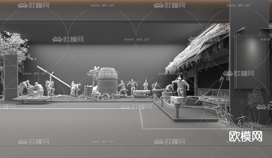 现代古代冶铁历史博物馆3d模型下载(渲染图2)