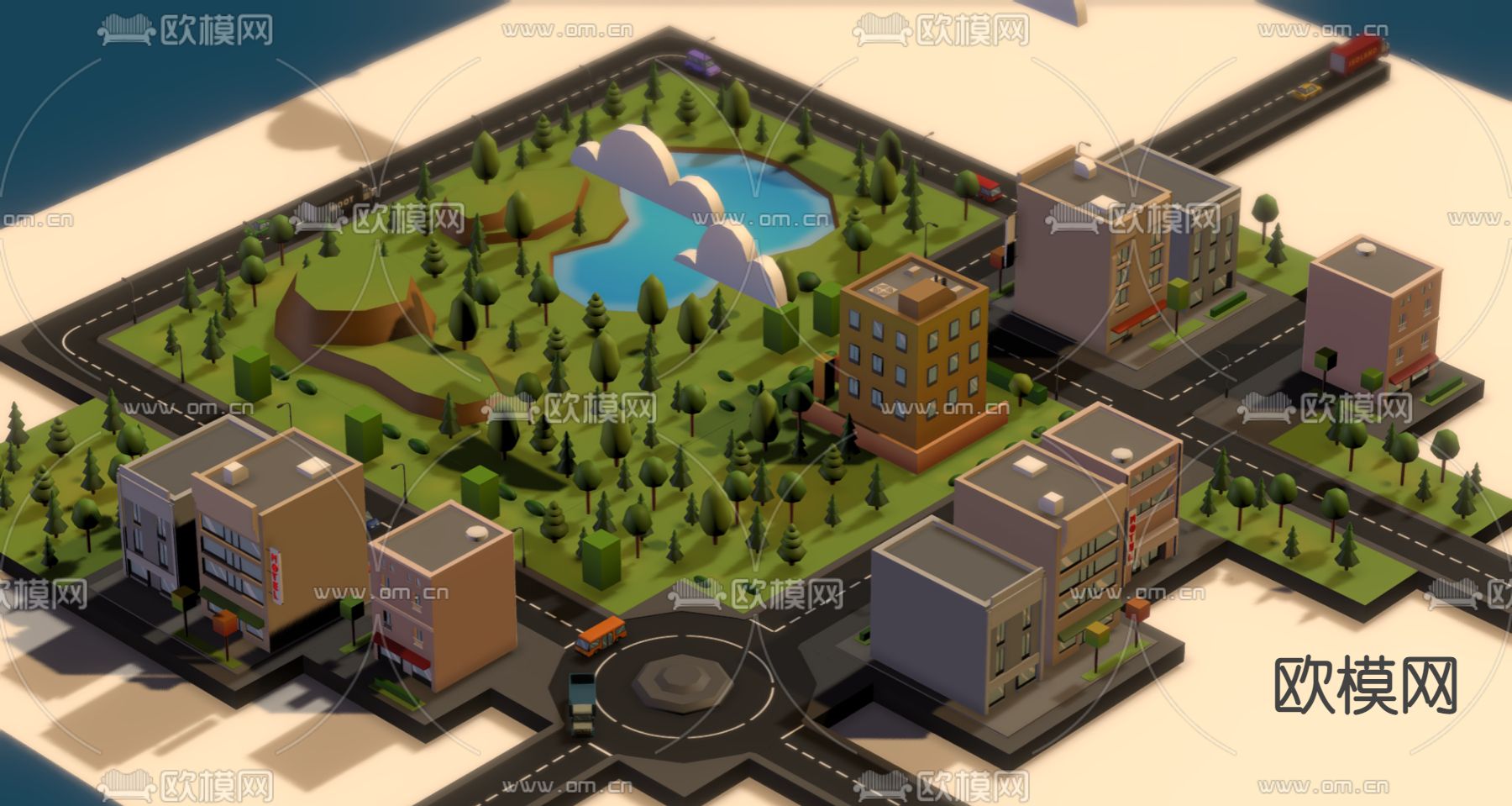 现代儿童卡通沙盘模型玩具免费3d模型下载（渲染图3）