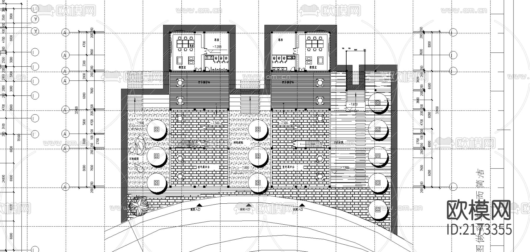 大学生学术研习中心设计CAD施工图下载（渲染图5）