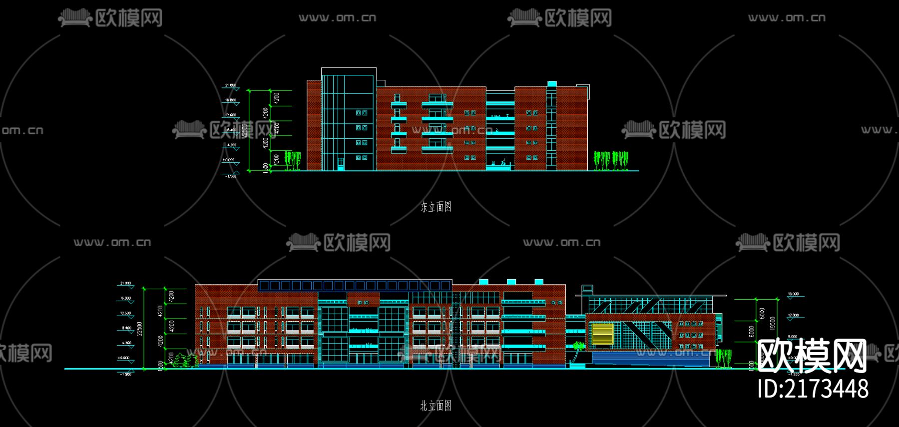 某大学教学楼CAD施工图-免费3dmax模型库-欧模网