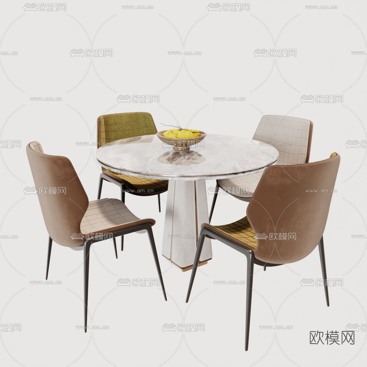 现代大理石餐桌椅3d模型下载