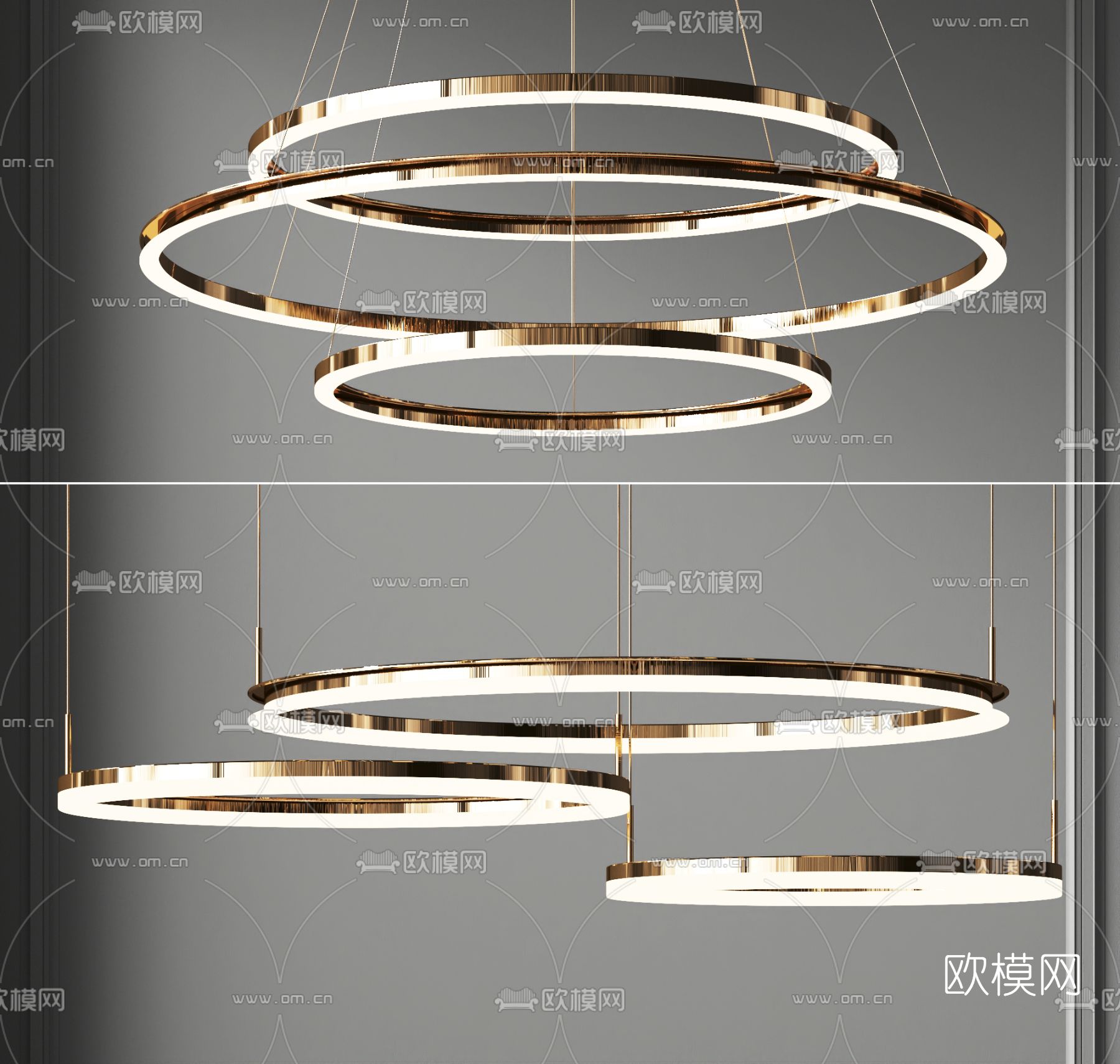 现代轻奢环形吊灯3d模型下载_ID12009797_3dmax免费模型-欧模网