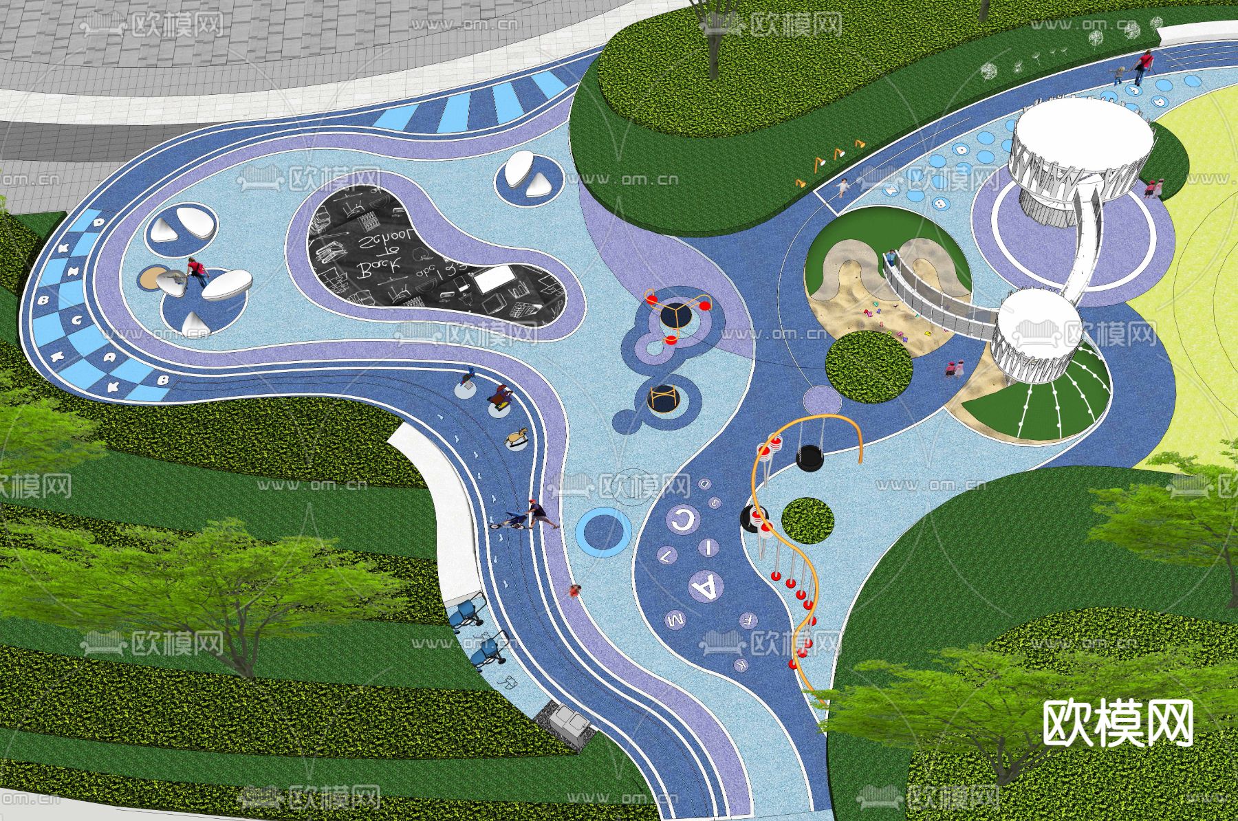 现代儿童游乐区su模型下载