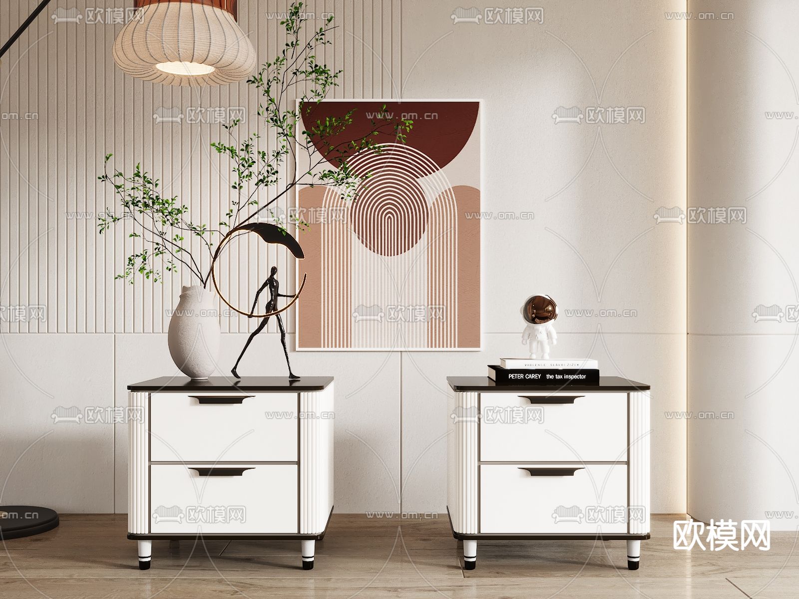 现代轻奢床头柜3d模型下载