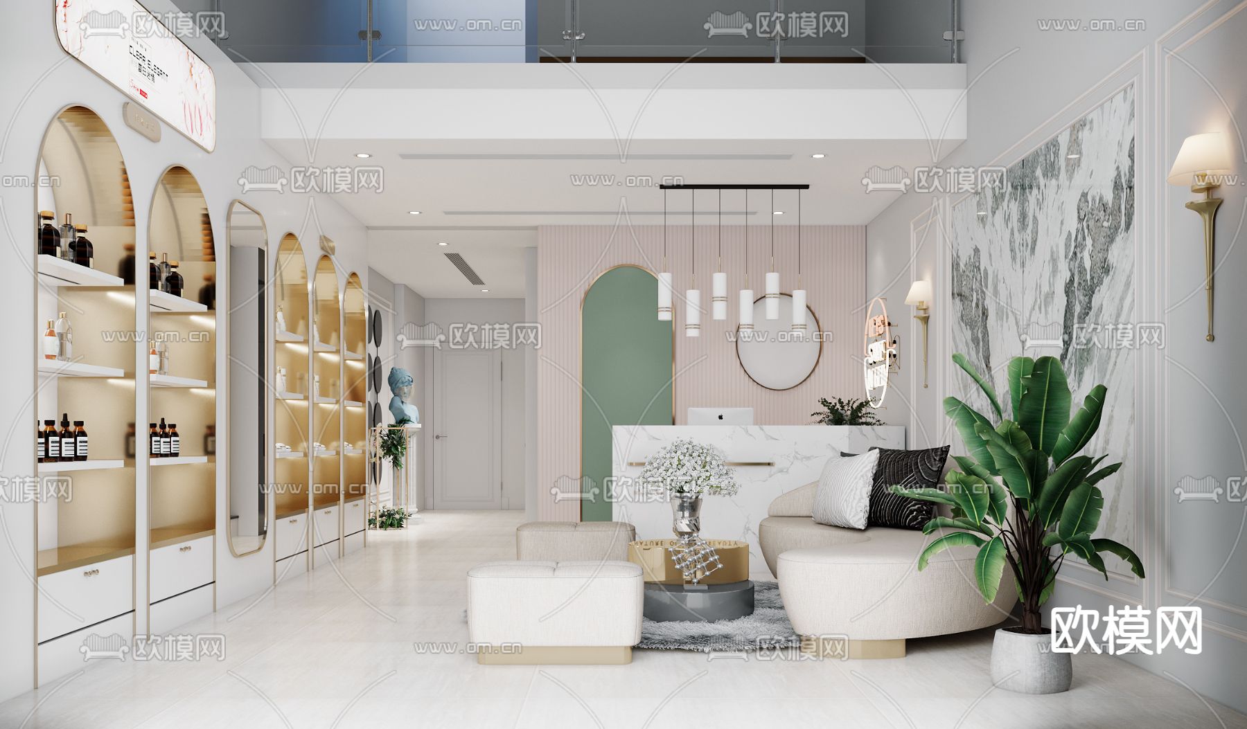 现代spa美容院大厅3d模型下载