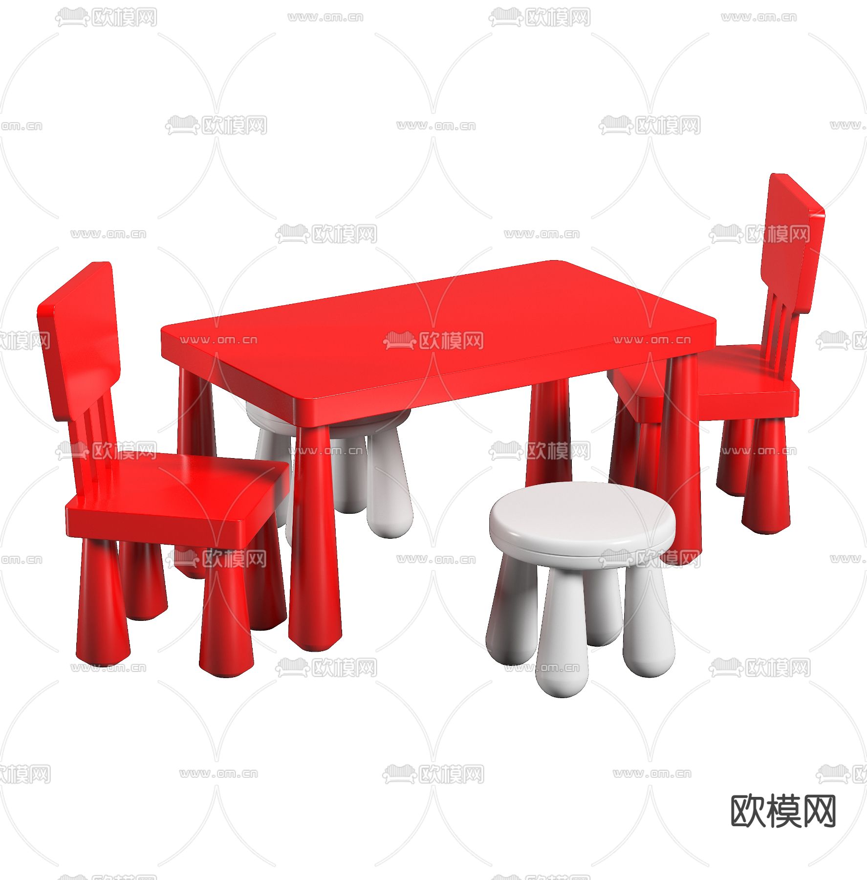 现代儿童书桌椅3d模型下载（渲染图4）