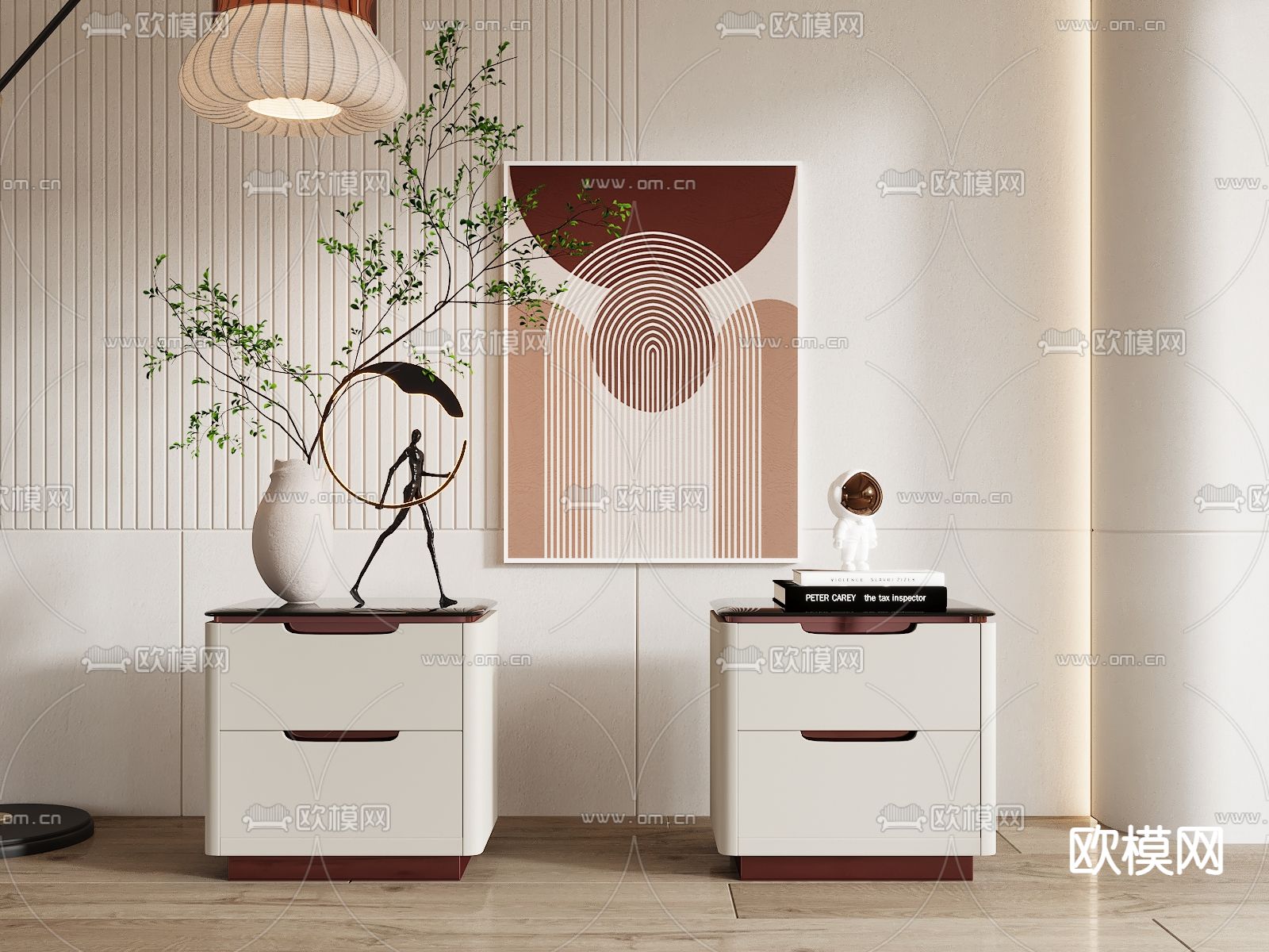 现代轻奢床头柜3d模型下载