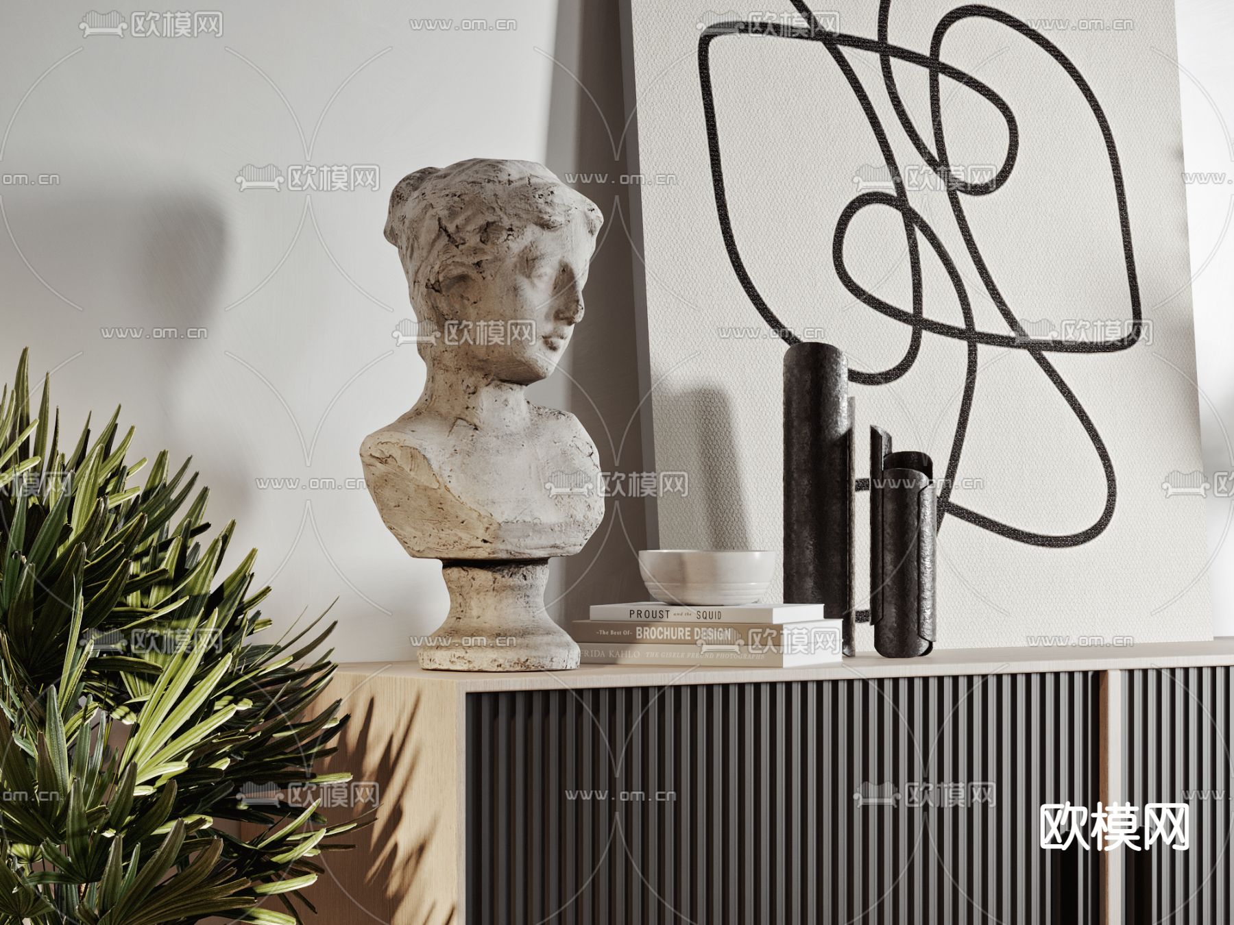 现代家居客厅3d模型下载（渲染图4）