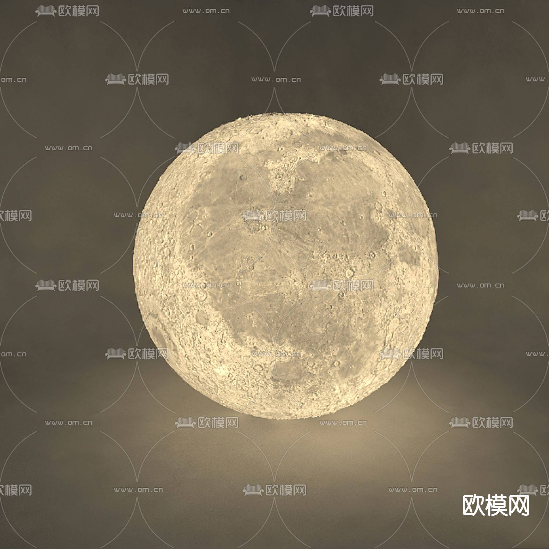 现代月球落地灯装饰灯3d模型下载（渲染图2）