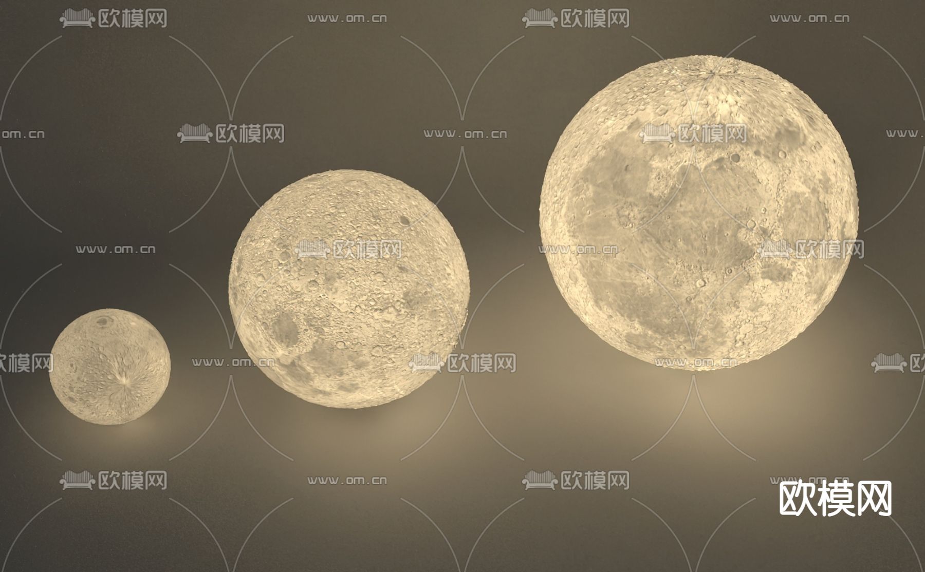 现代月球落地灯装饰灯3d模型下载（渲染图1）