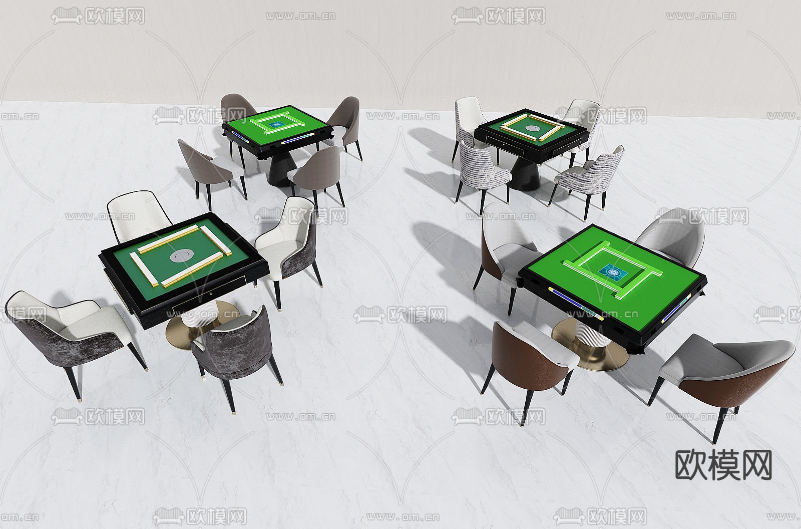 现代麻将桌椅3d模型下载