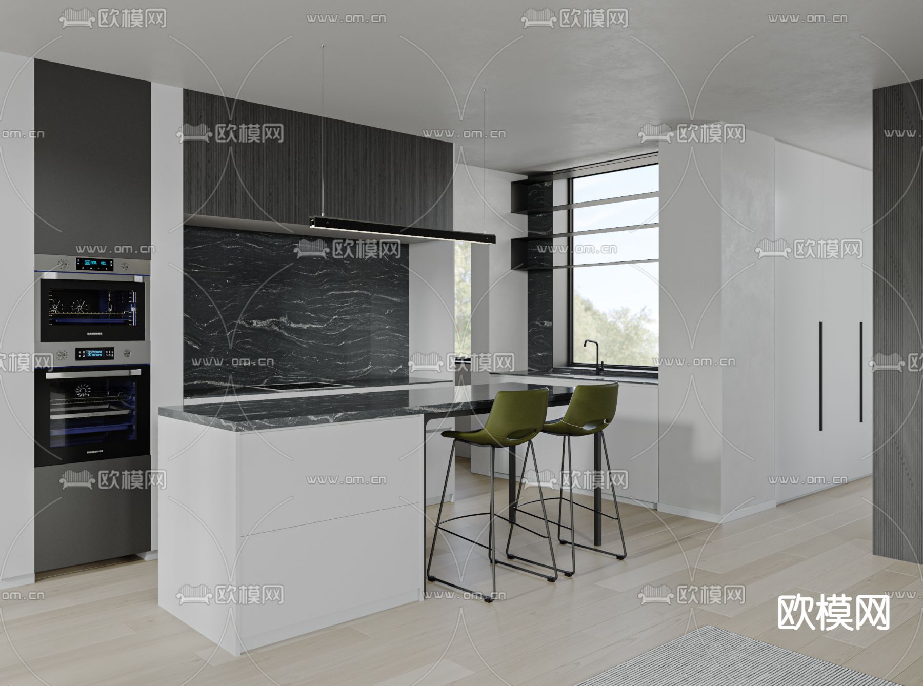 现代简约客厅餐厅3d模型