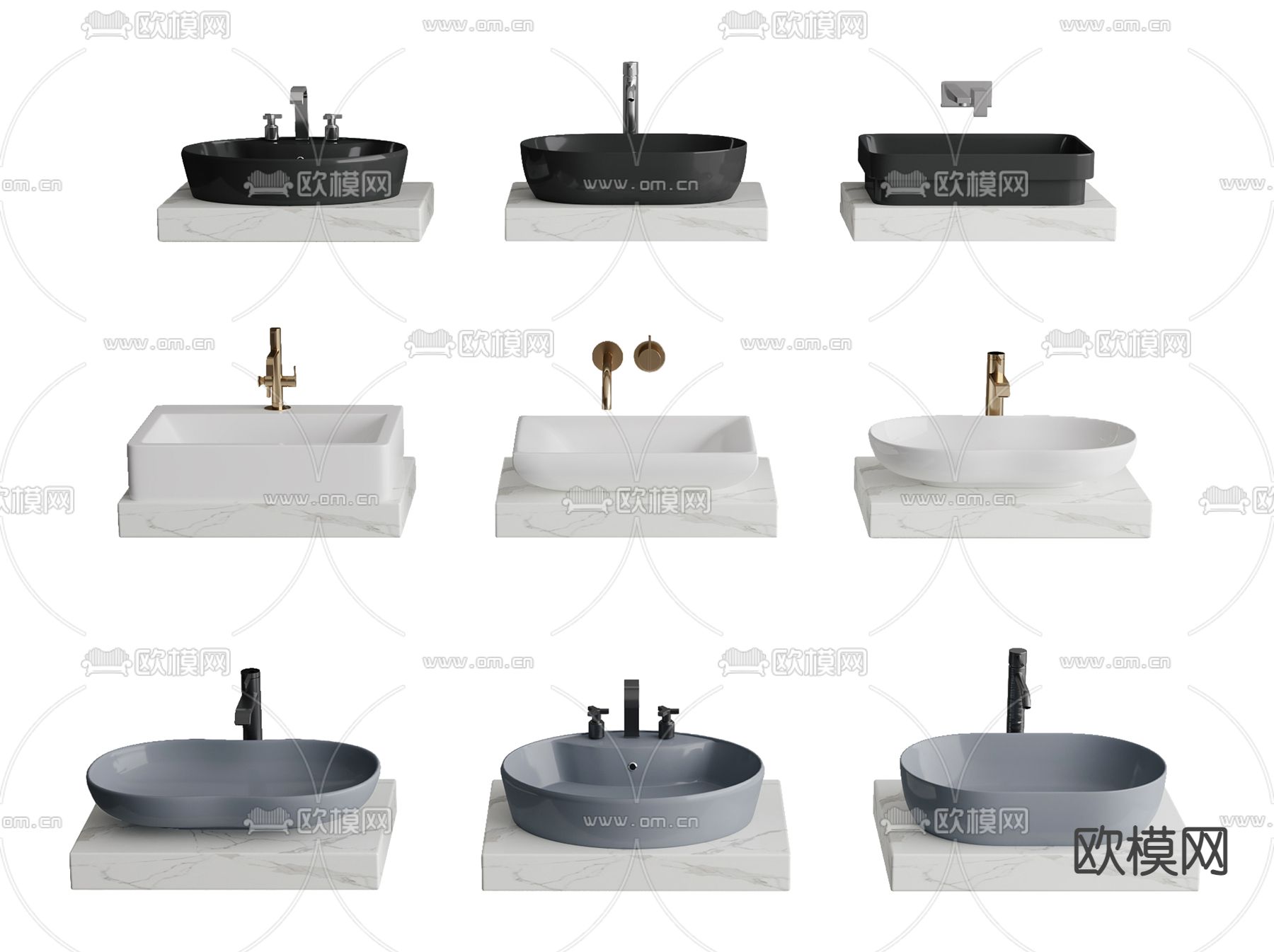 现代洗手台盆3d模型下载