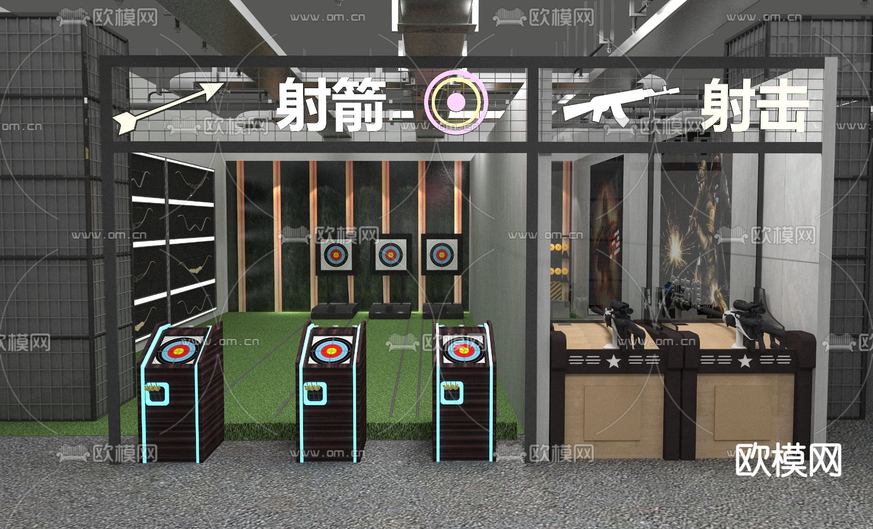 工业风投篮射击运动体育馆3d模型下载（渲染图3）