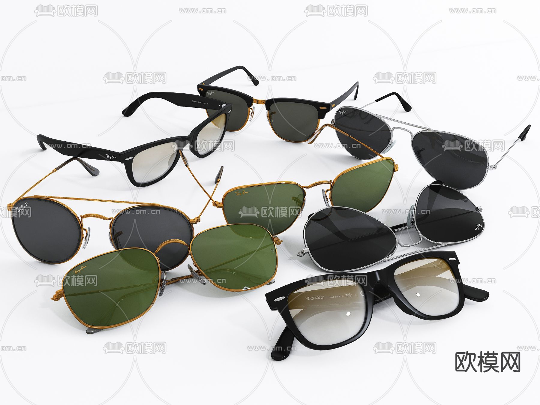 现代眼镜太阳镜墨镜3d模型下载