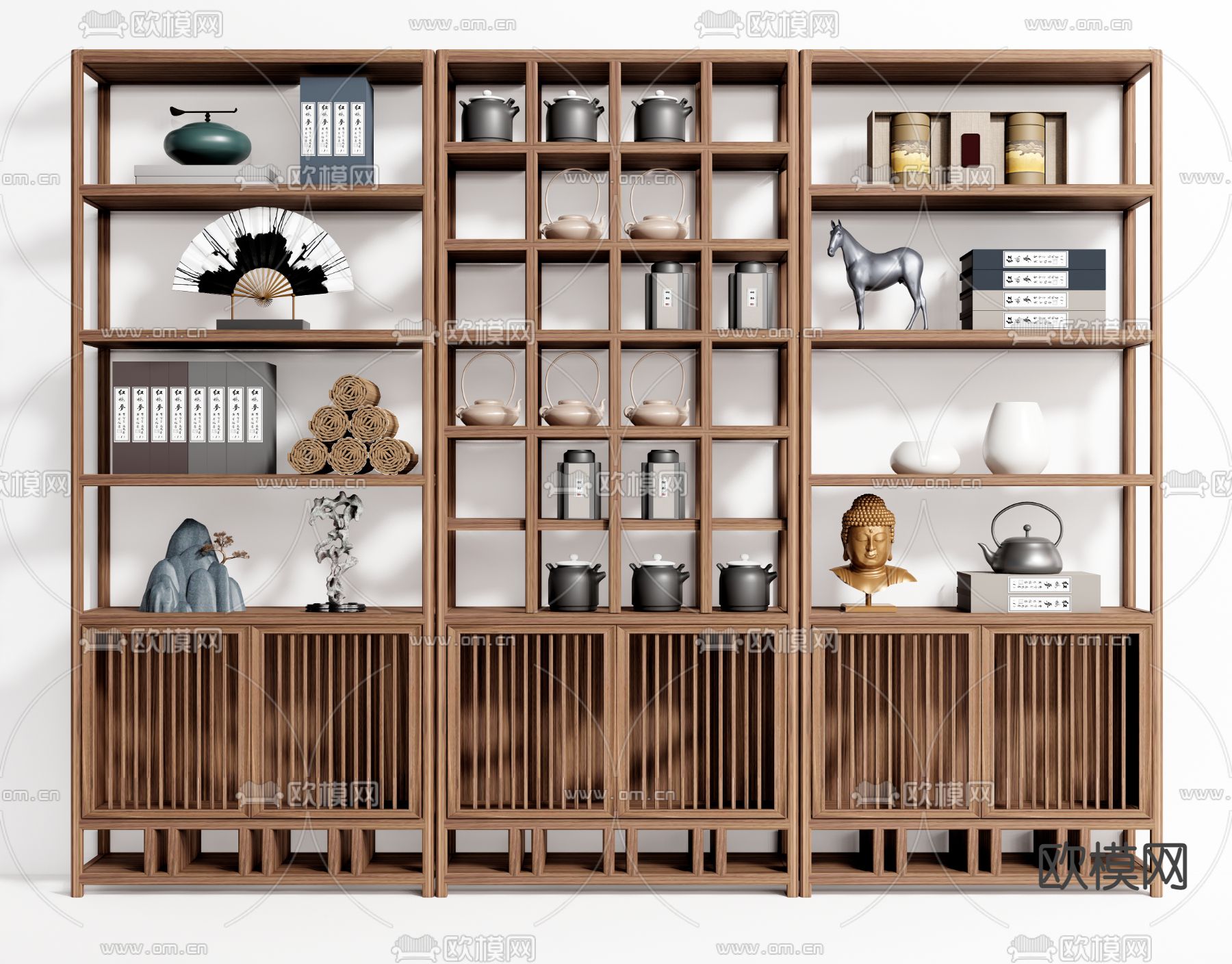 新中式博古架3d模型下载