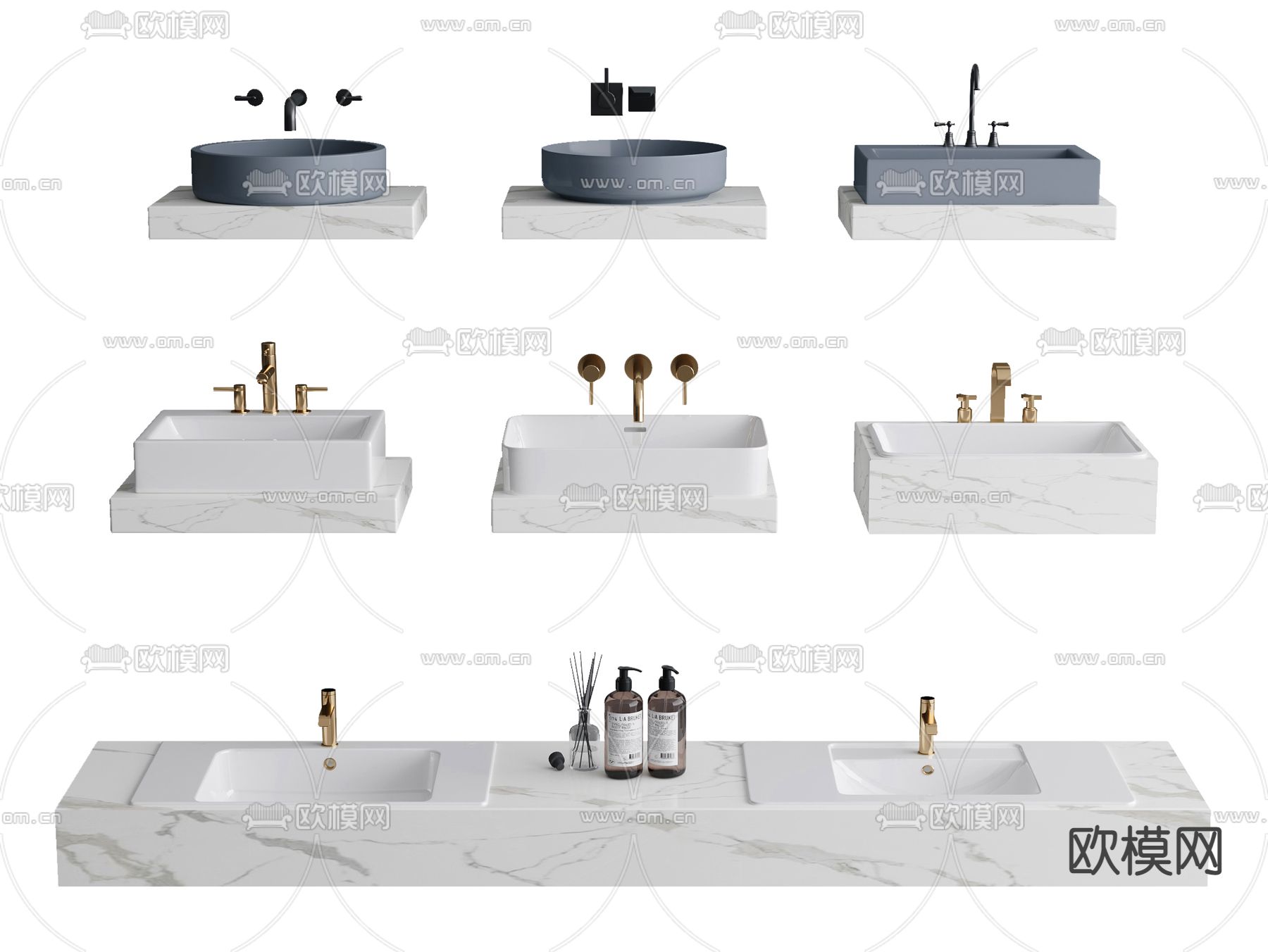 现代大理石洗手台盆3d模型下载