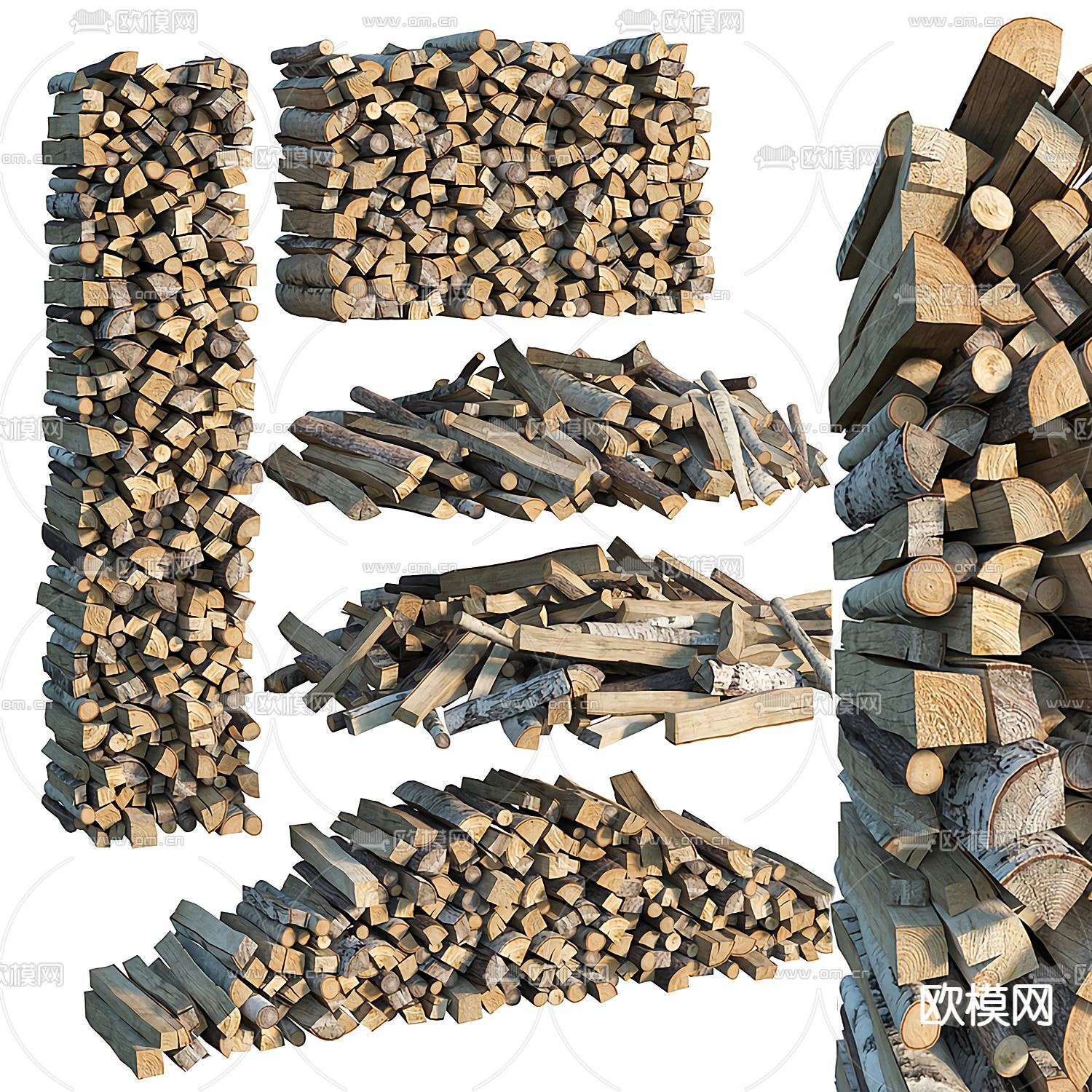 现代木头木柴堆3d模型下载（渲染图2）