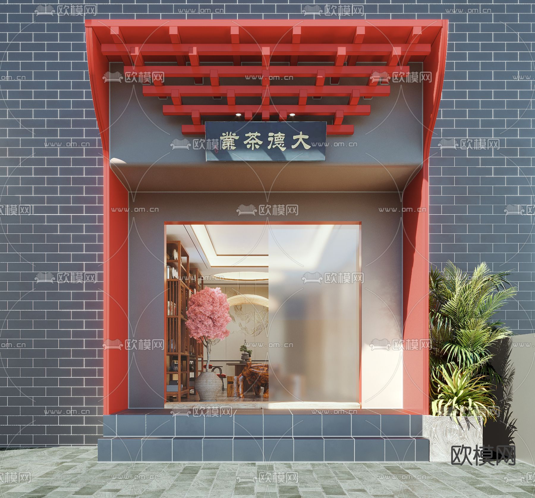 新中式茶室茶馆茶楼3d模型下载（渲染图2）
