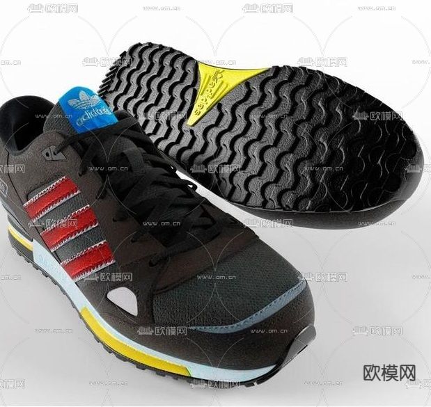 现代阿迪达斯运动休闲跑鞋3d模型下载（渲染图3）