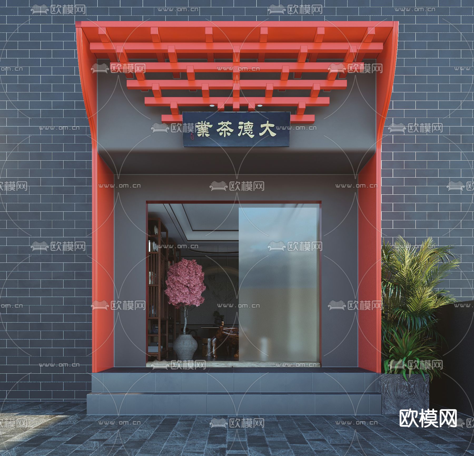 新中式茶室茶馆茶楼3d模型下载（渲染图5）