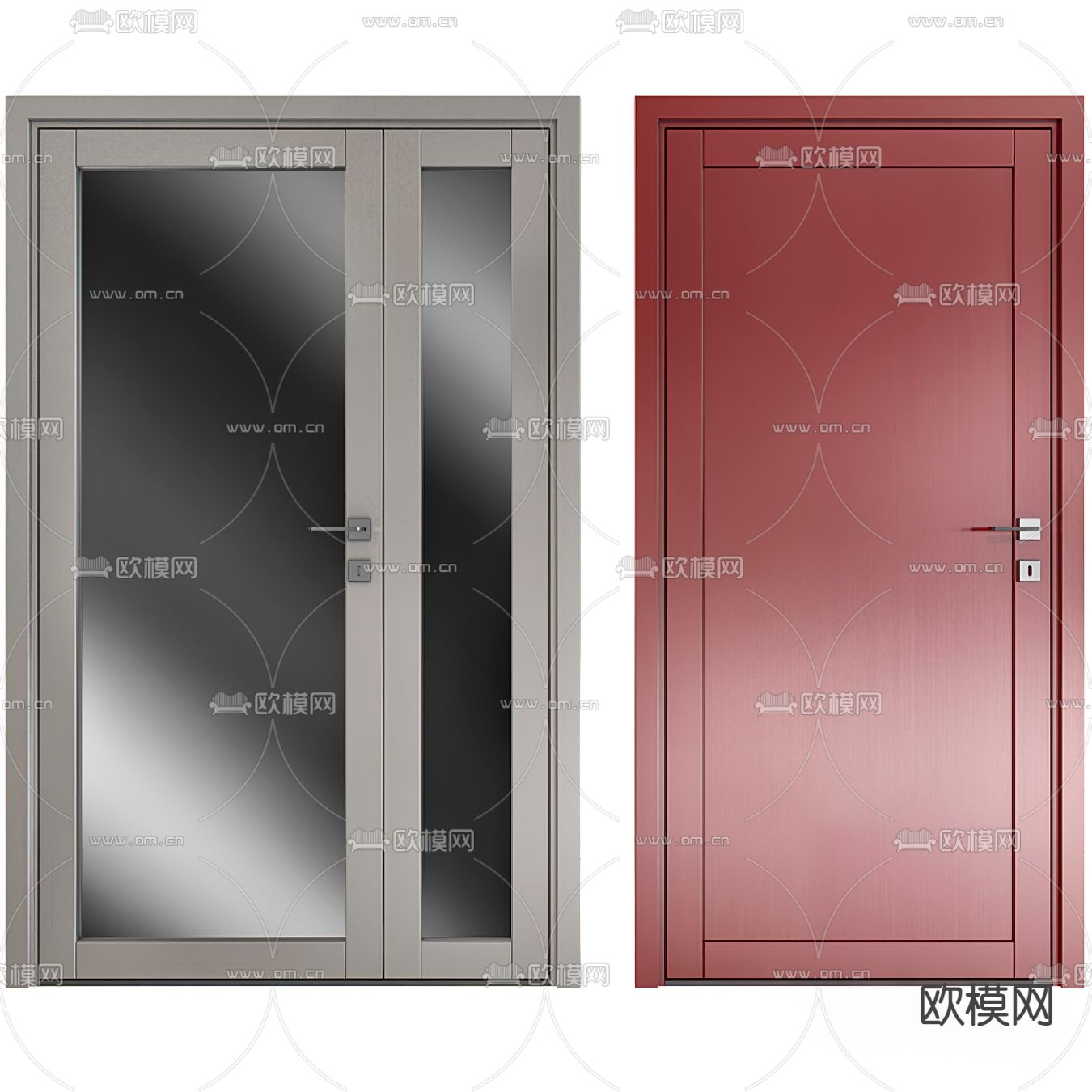 现代简约入户门单开门3d模型下载