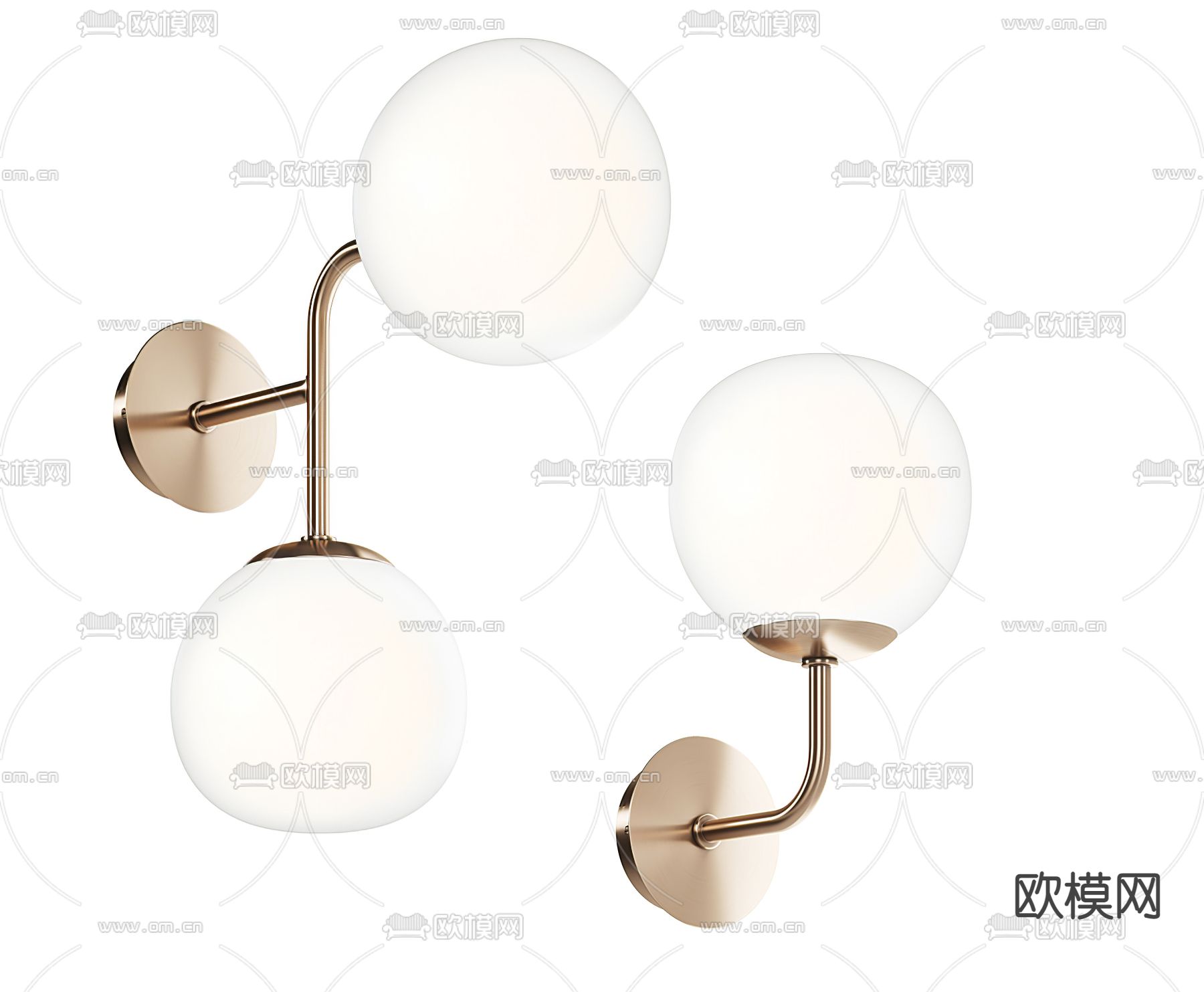 现代简约球形壁灯组合3d模型下载