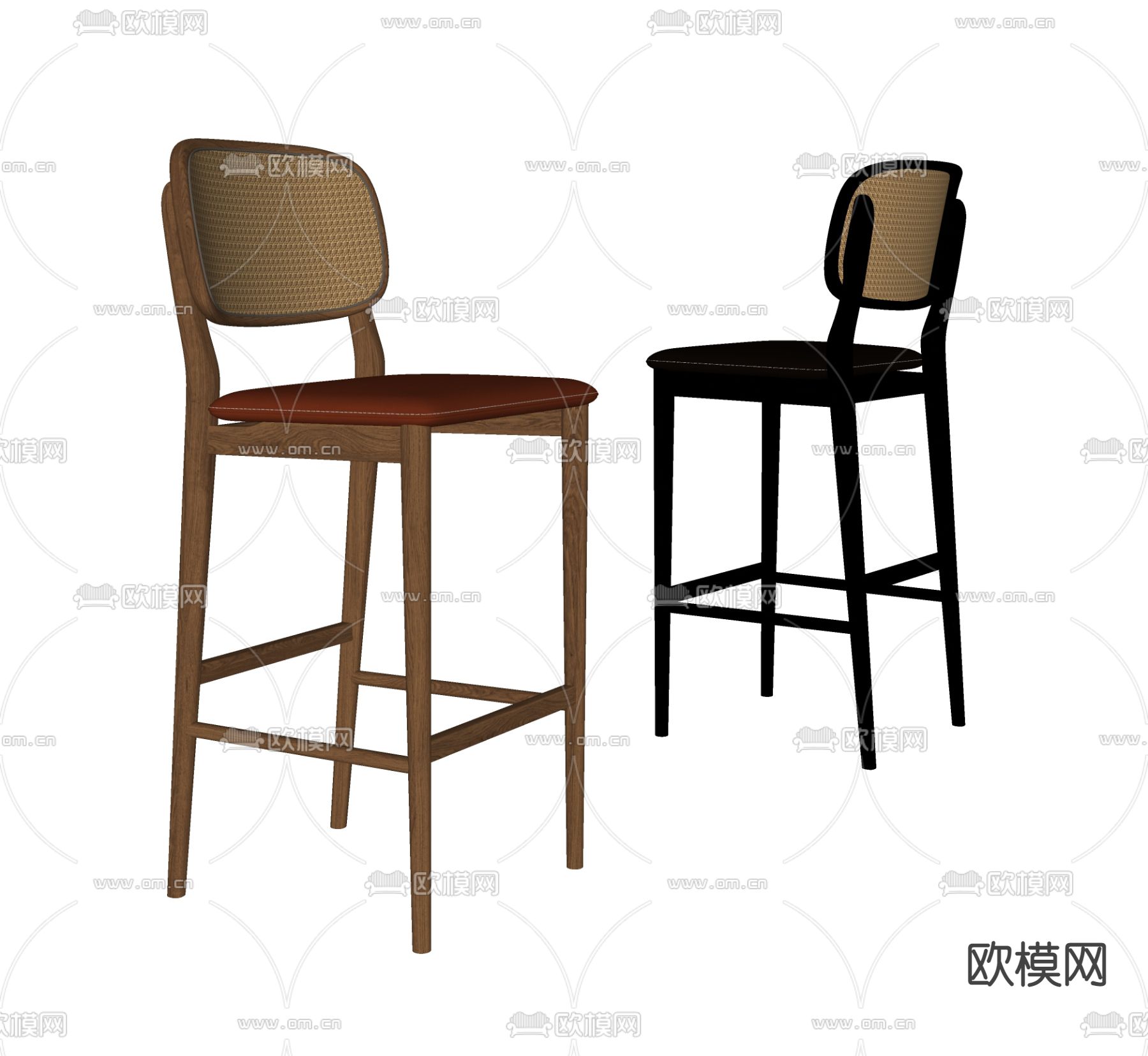 现代吧台椅su模型下载（渲染图2）